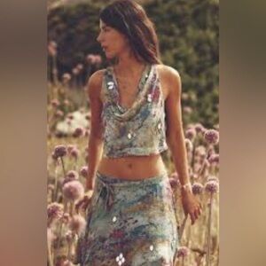 Zara Artistic Multicolor A-Line Skirt